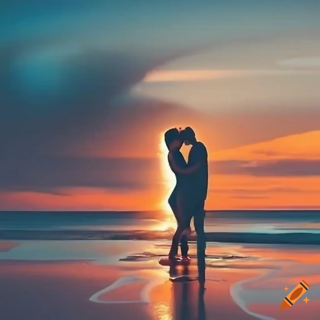 Romantic Couple On The Beach On Craiyon