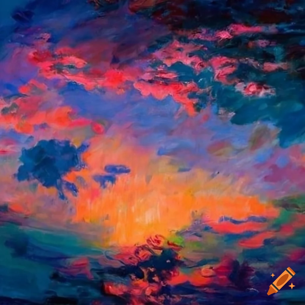 Monet-inspired painting of a beautiful sky