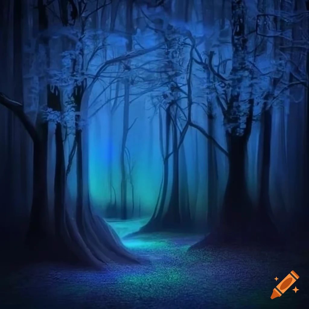NFT artwork of a luminescent plant in Blue Willow woods