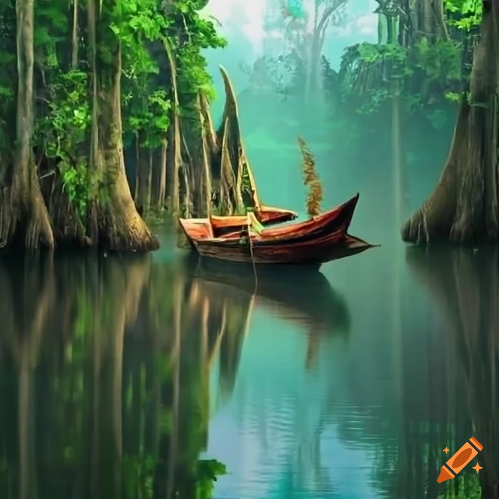 Swamp Entrance With A Traditional Thai Boat On Craiyon pin-by-ery-thingz-on-traditional-dresses-traditional-dresses