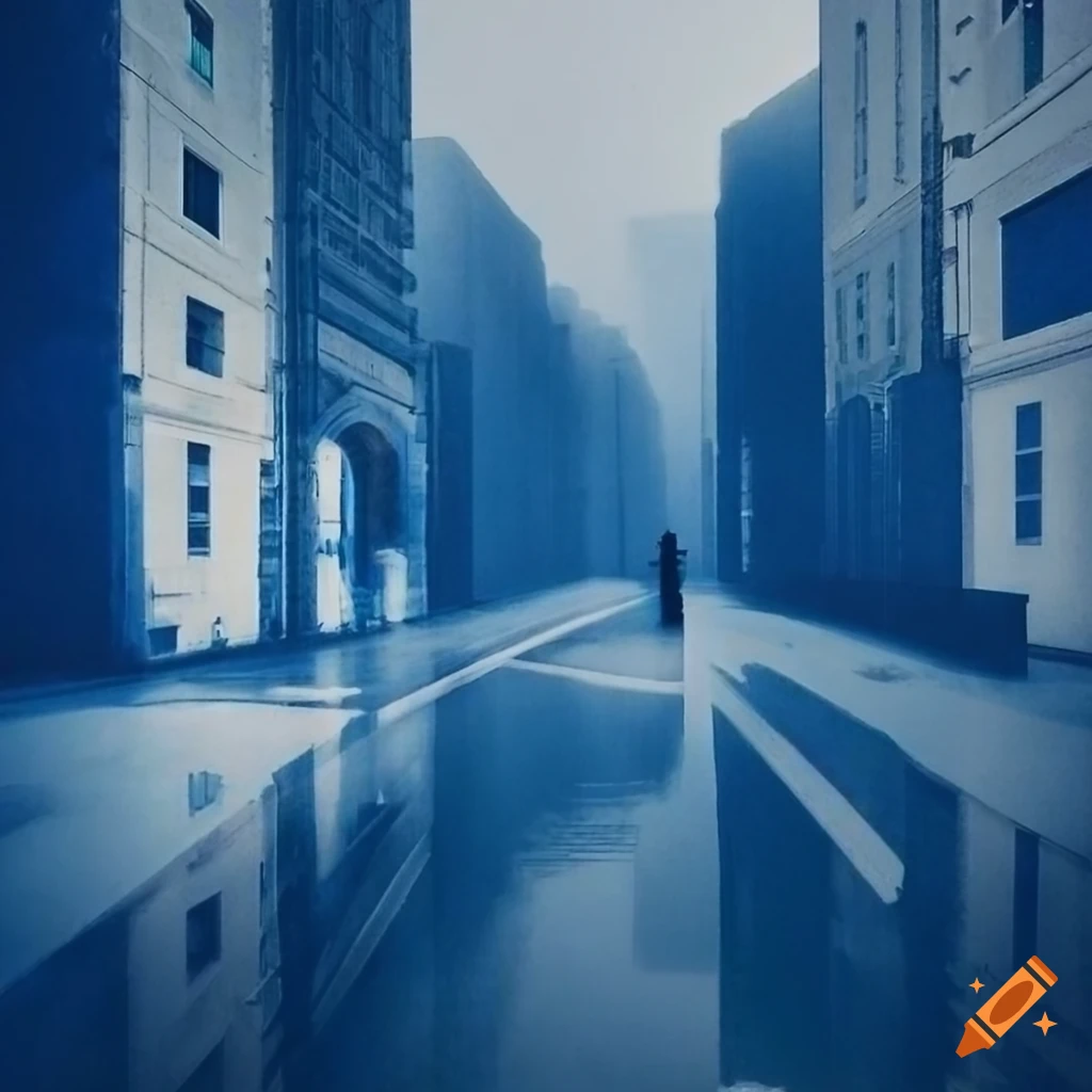 Cyanotype Of Urban Landscape In New Babylon facebook