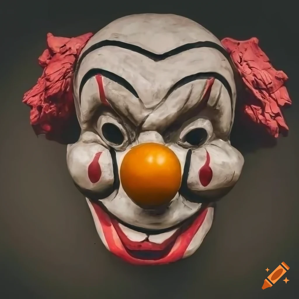 giant clown head statue with open mouth