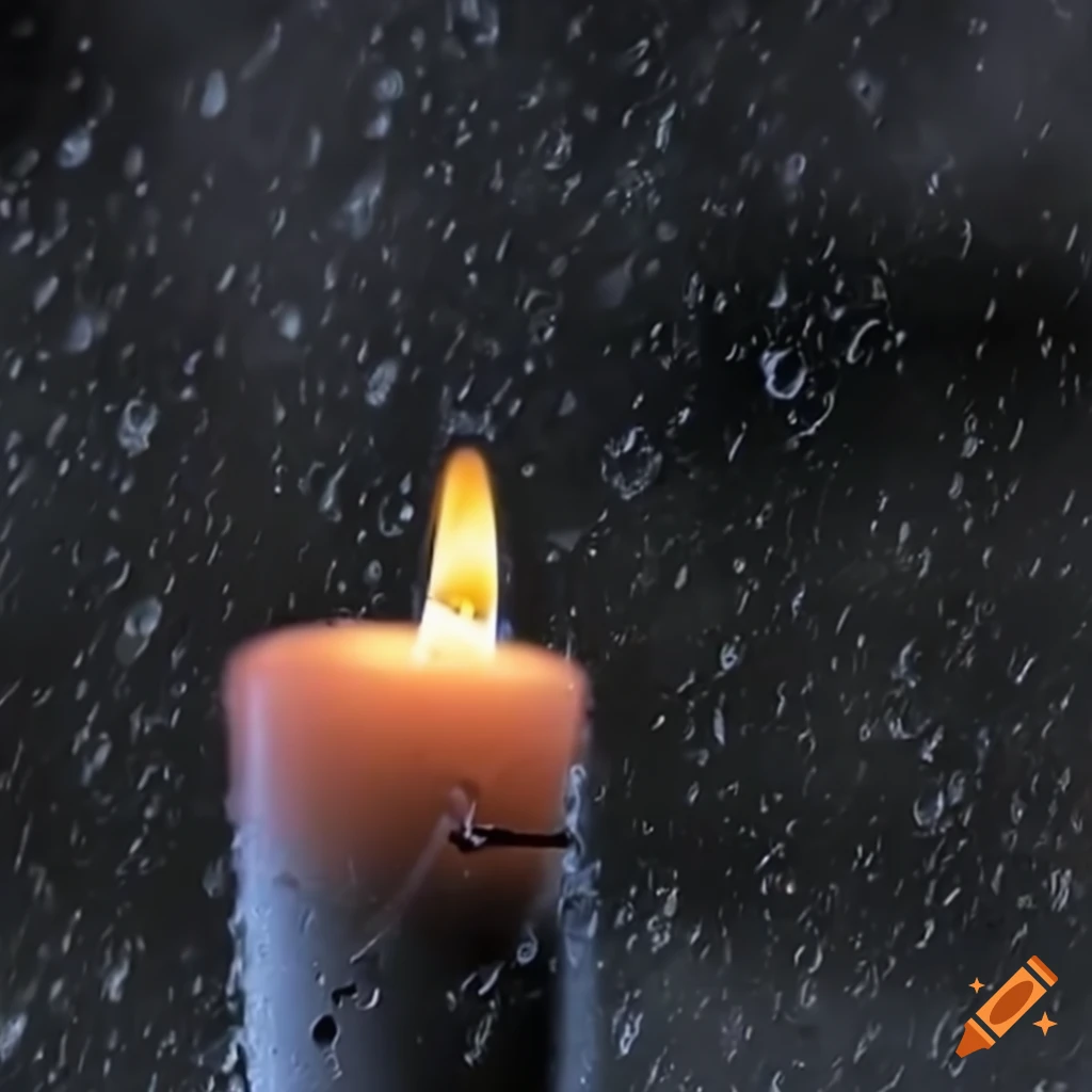candle flickering in heavy rain