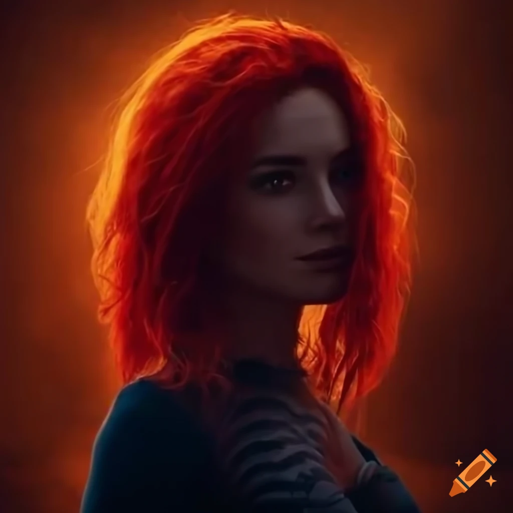 Woman With Fiery Red Hair In A Post Apocalyptic Setting