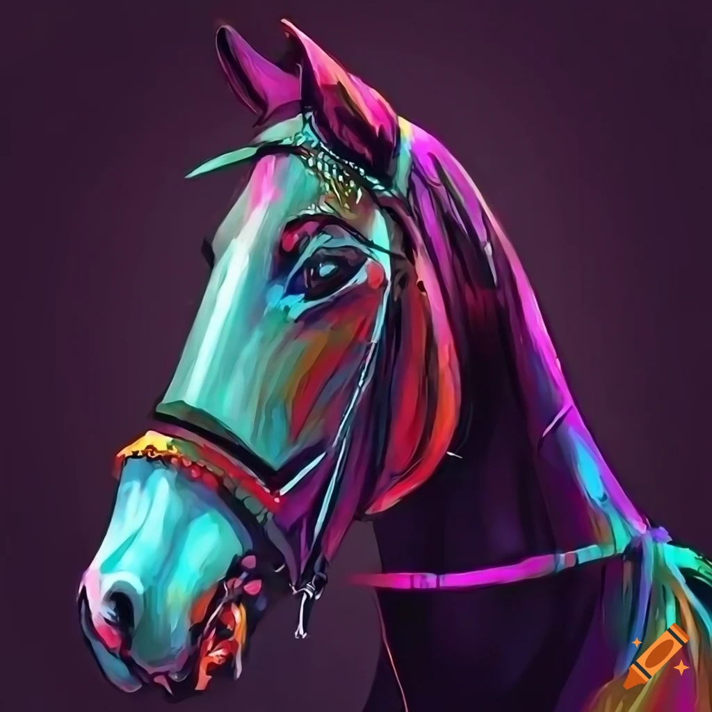 Colorful digital painting of a horse bridle on Craiyon