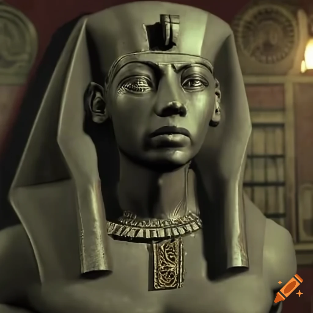 Resident Evil screenshot featuring Egyptian statue
