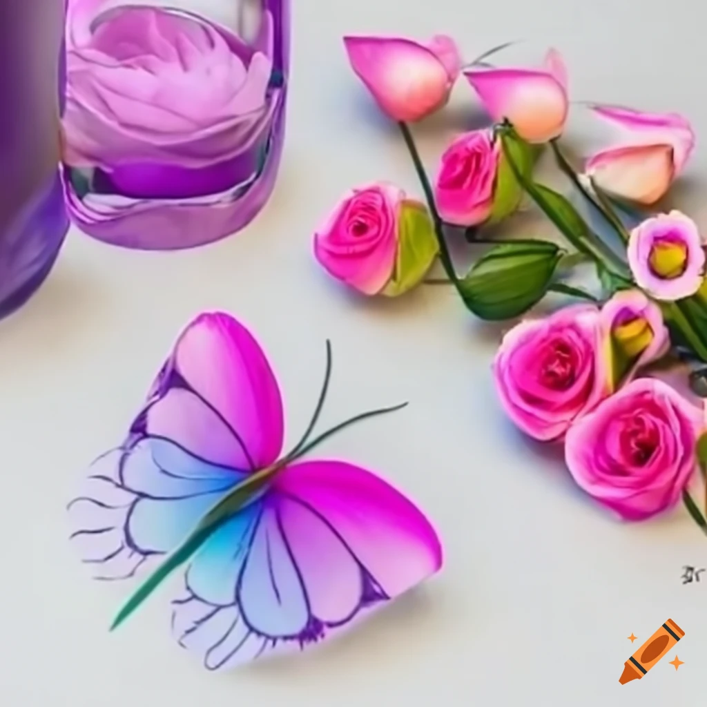 invitatie mov cu fluturi si flori