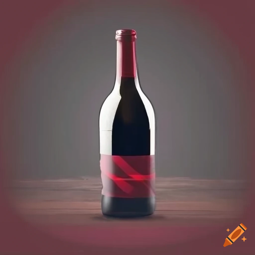 Luxurious red wine bottle with a vineyard backdrop on Craiyon
