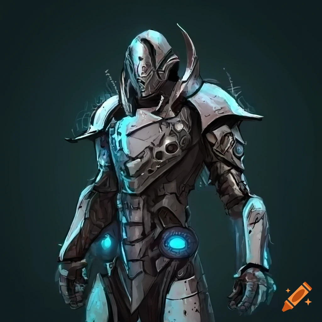 image of a corrupted cybernetic knight in armor