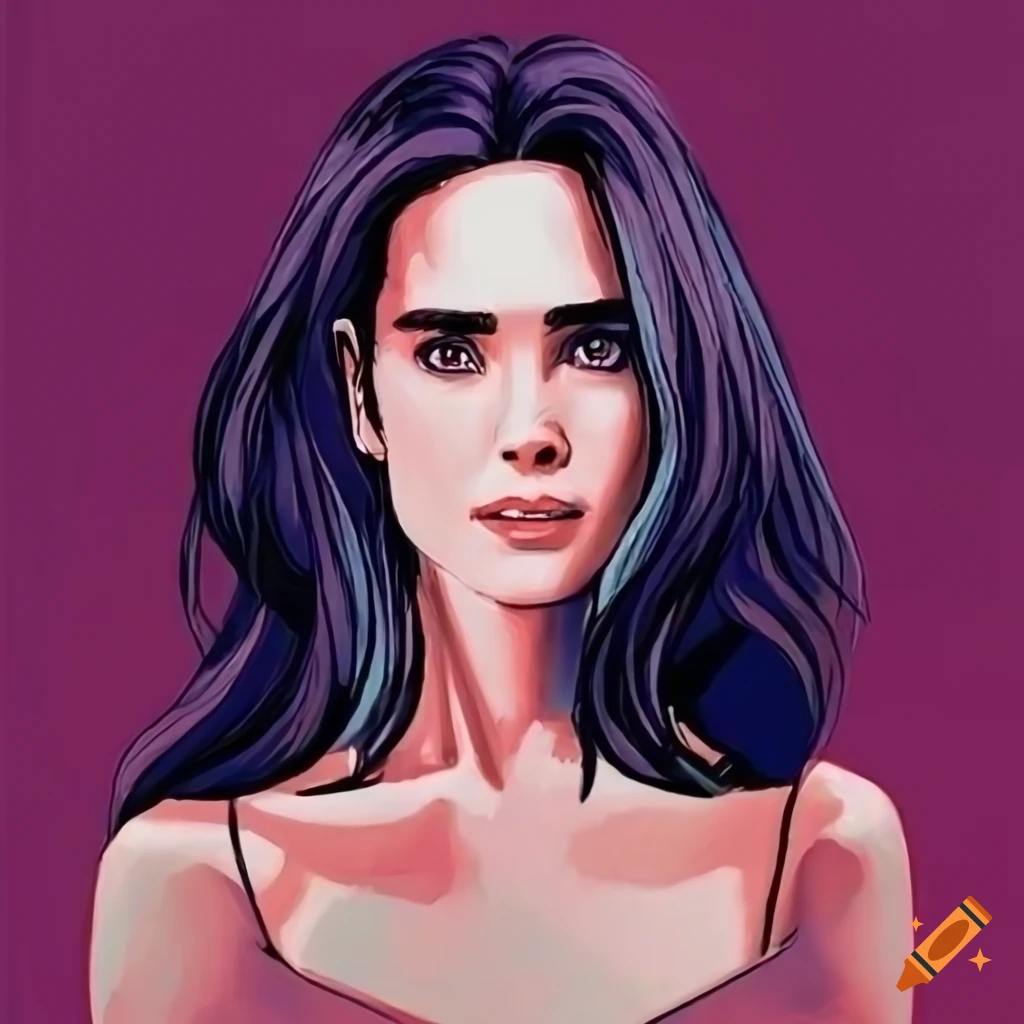 Jennifer connelly profile in 80s anime style
