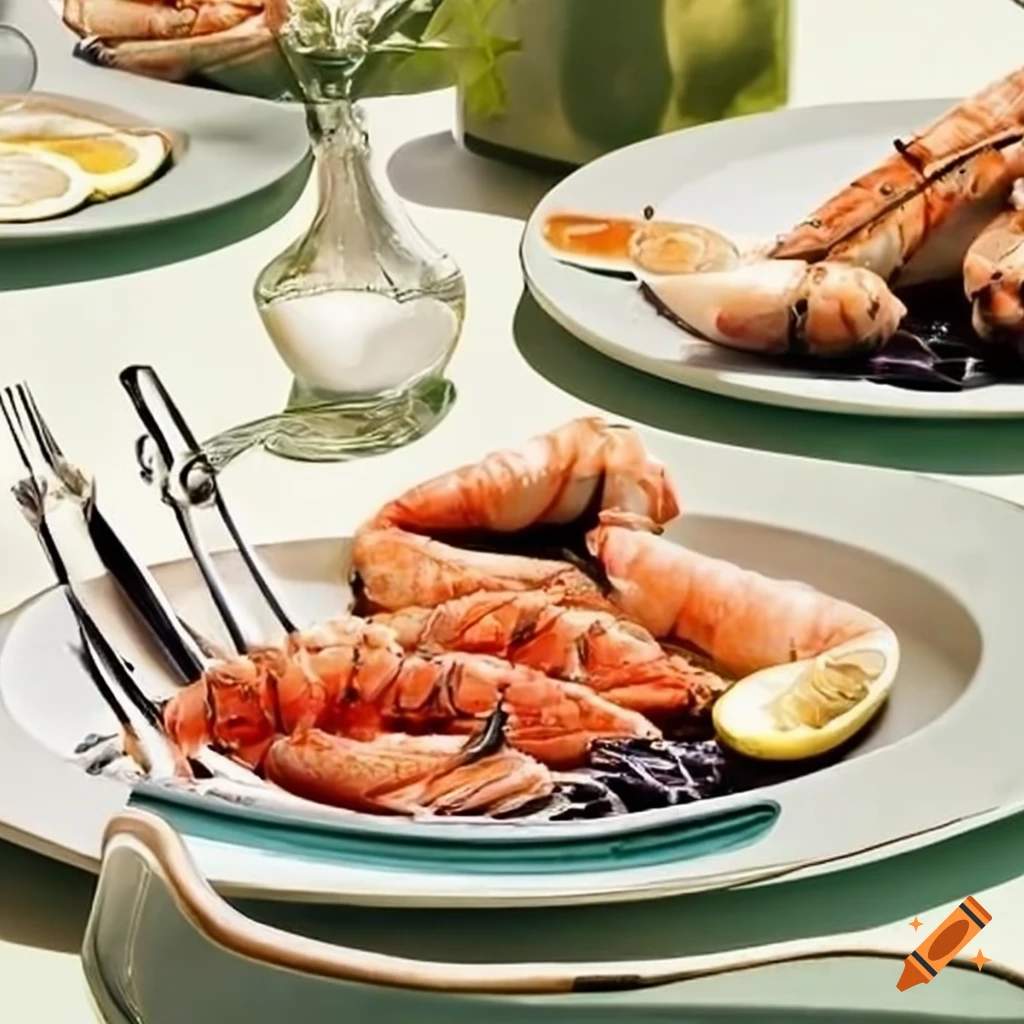 Sumptuous table setting with seafood feast