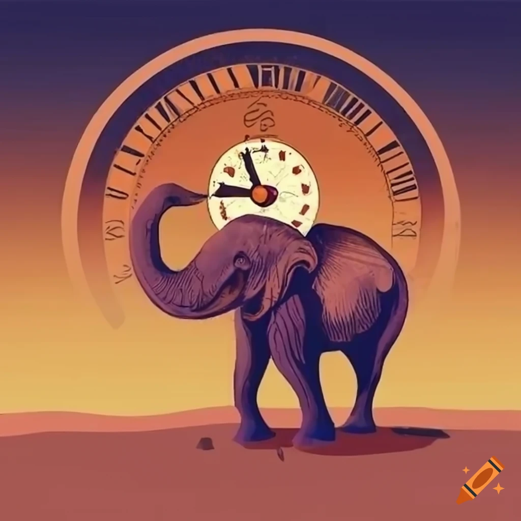 logo de un elefante en un desierto con relojes