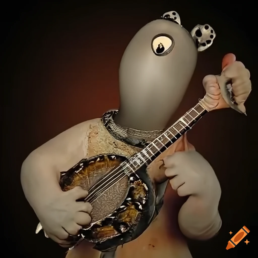 Funny image of a turtle playing banjo on Craiyon