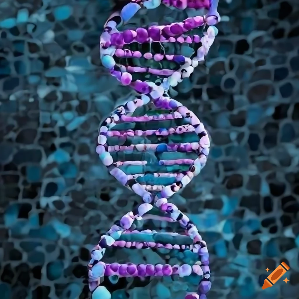 Mosaic painting of DNA model on marble background on Craiyon
