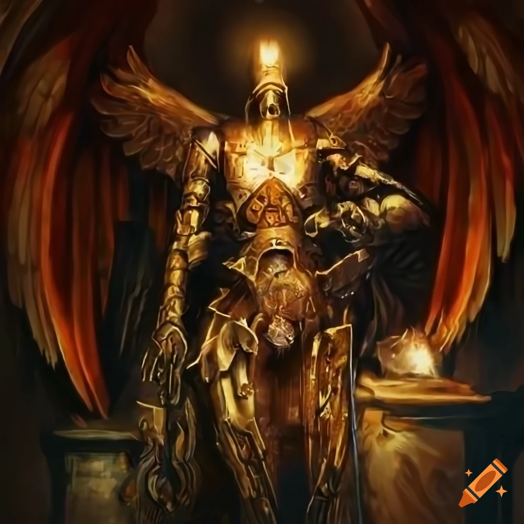 Byzantine art depiction of a fallen angel knight on Craiyon