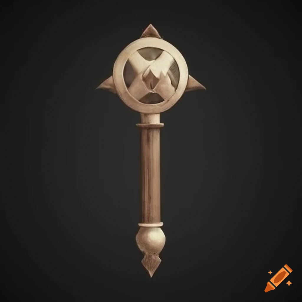 Symbol of a magical mace on a black background