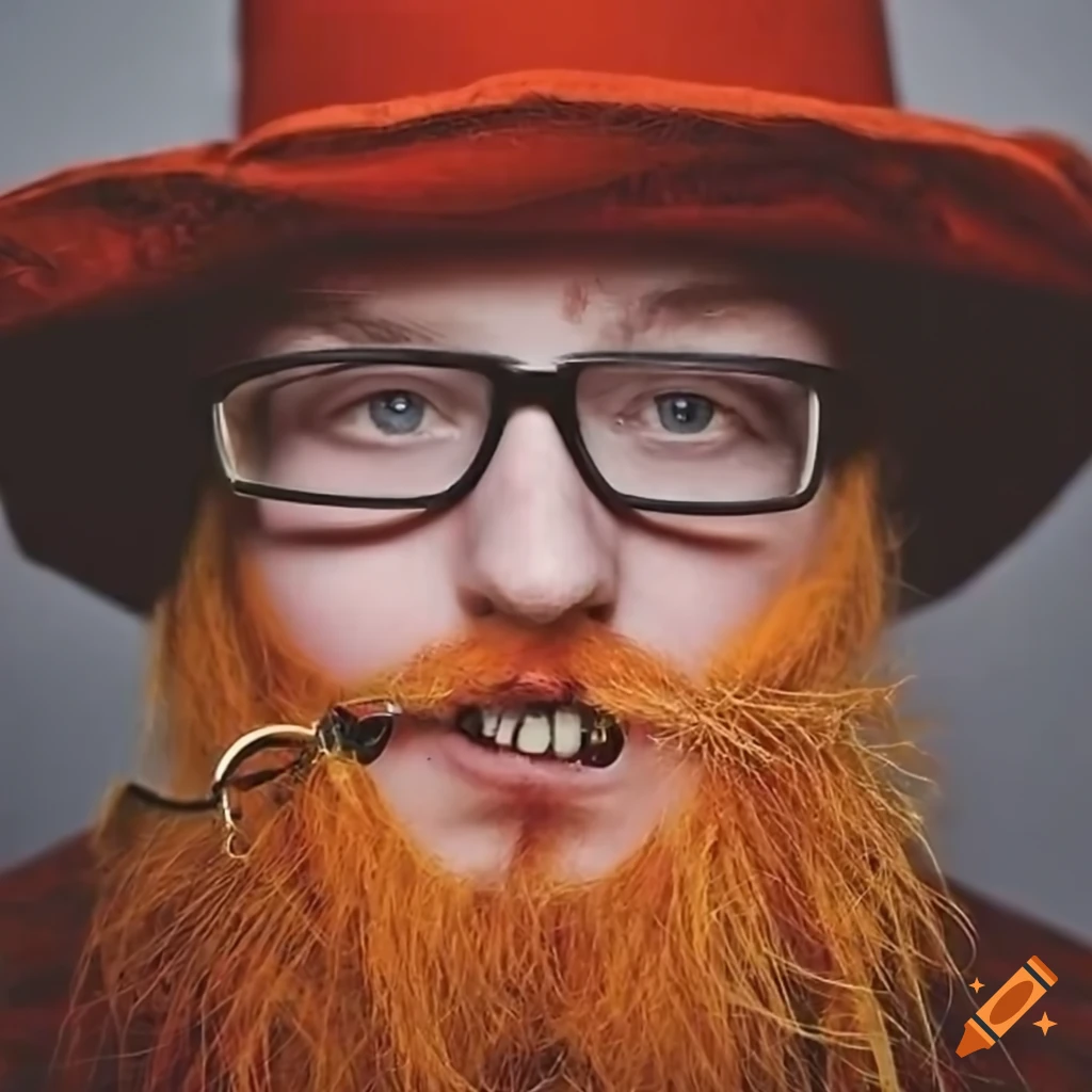 cartoon scarecrow with glasses and red beard