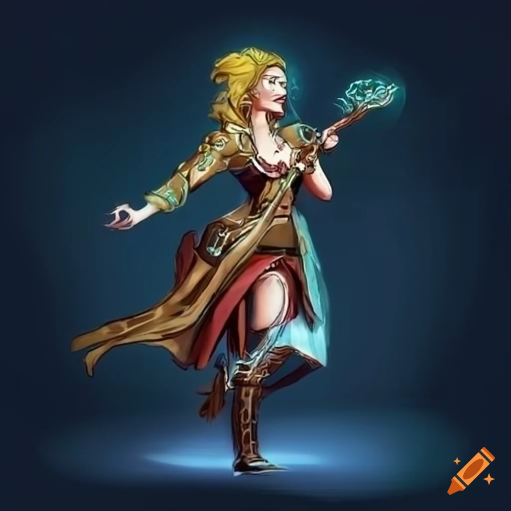 Digital art of a female wizard for d&d on Craiyon