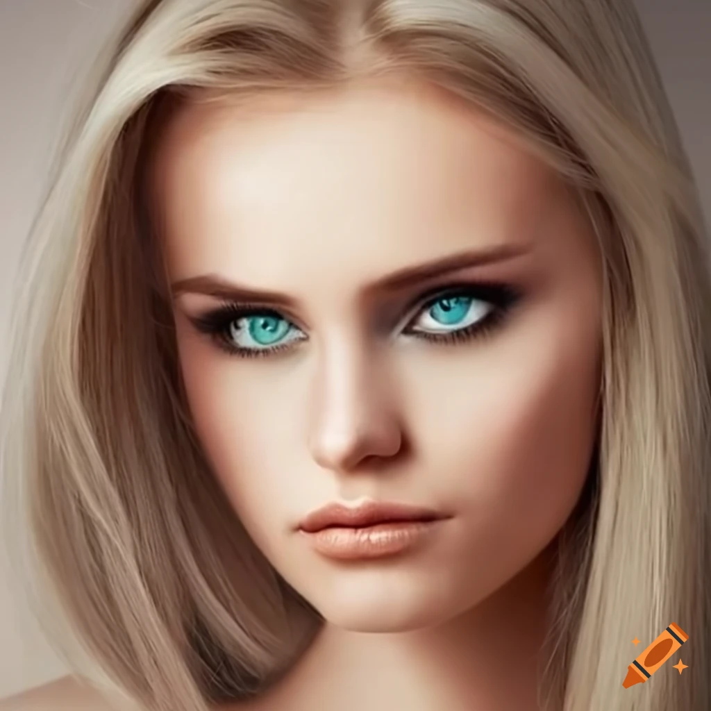 Portrait Of A Beautiful Blonde Woman With Green Grey Eyes 1397