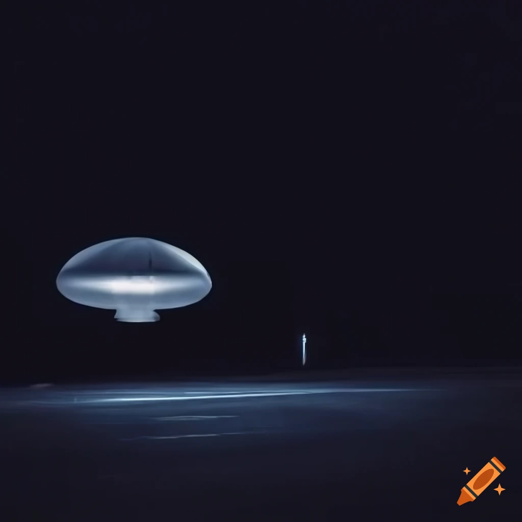 Scifi illustration of an alien flying from a flying saucer on Craiyon