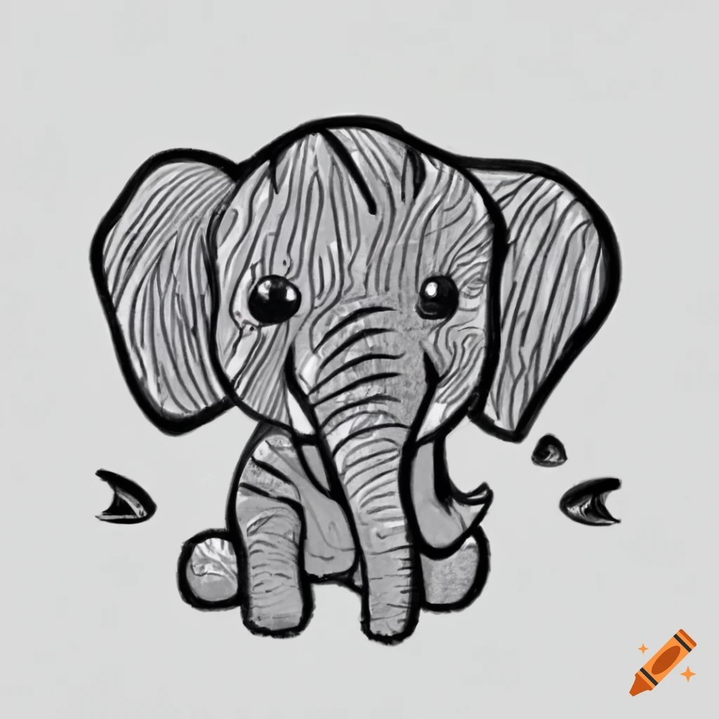 Elephant, Elephant Drawing, Cute Elephant, Elephant Cartoon 50x70 - Etsy-anthinhphatland.vn