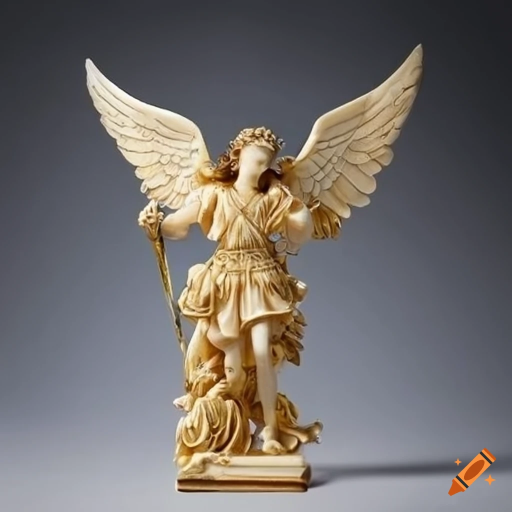 Intricate ivory sculpture of archangel michael
