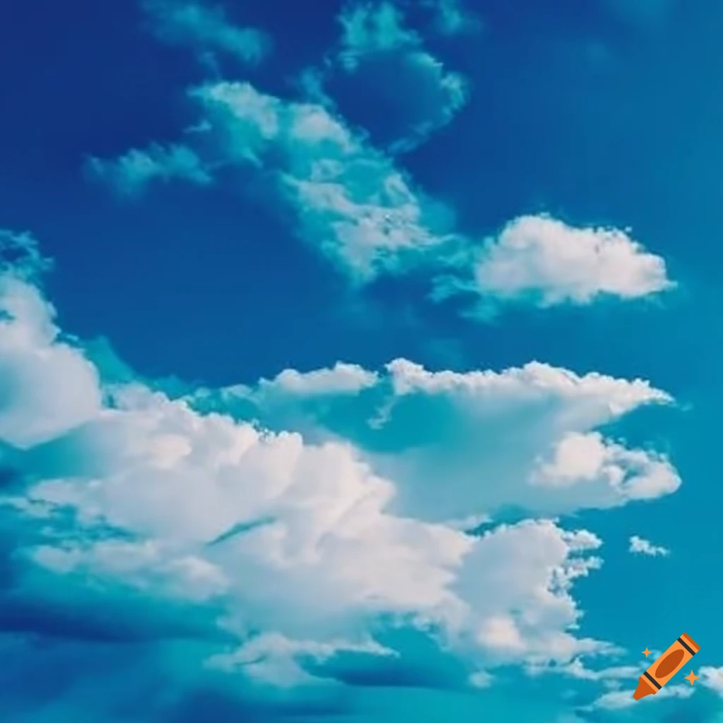 blue sky with fluffy clouds