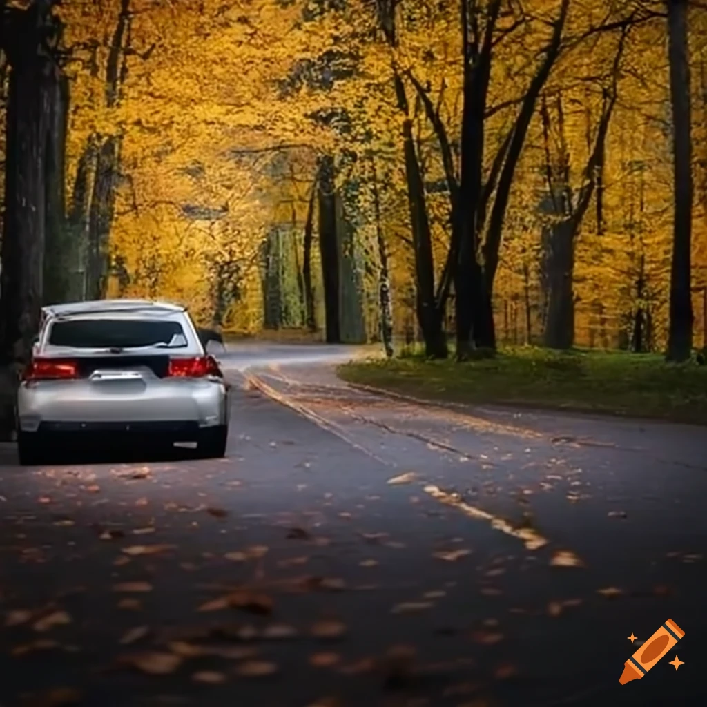 car photo in autumn scenery