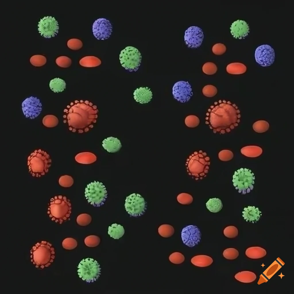 abstract representation of viruses on a black background