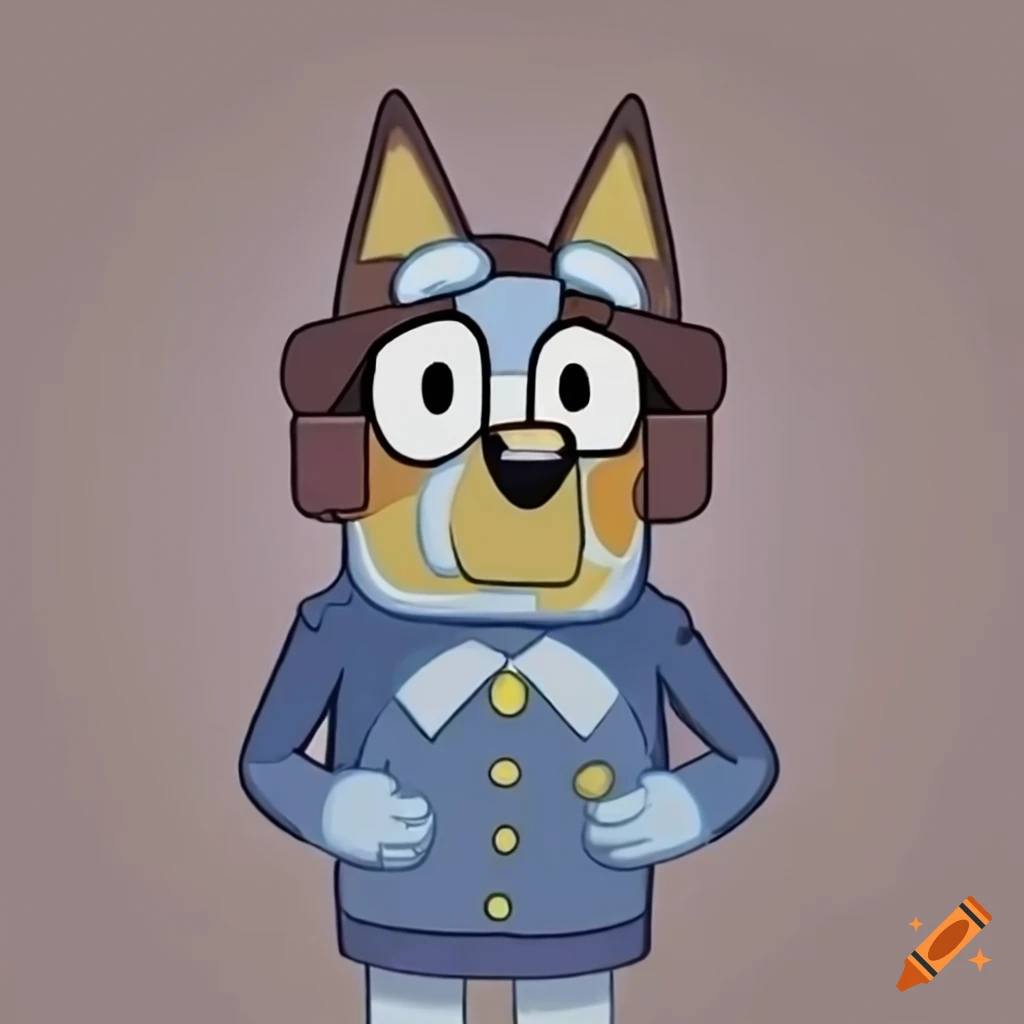 Bluey dressed as a stewardess on craiyon