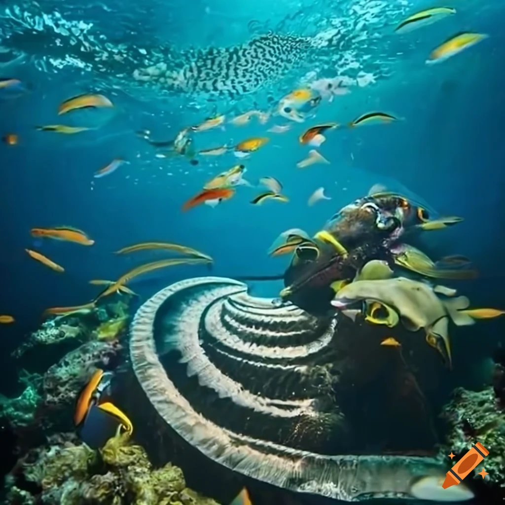 scuba diver surrounded by fish in tropical waters