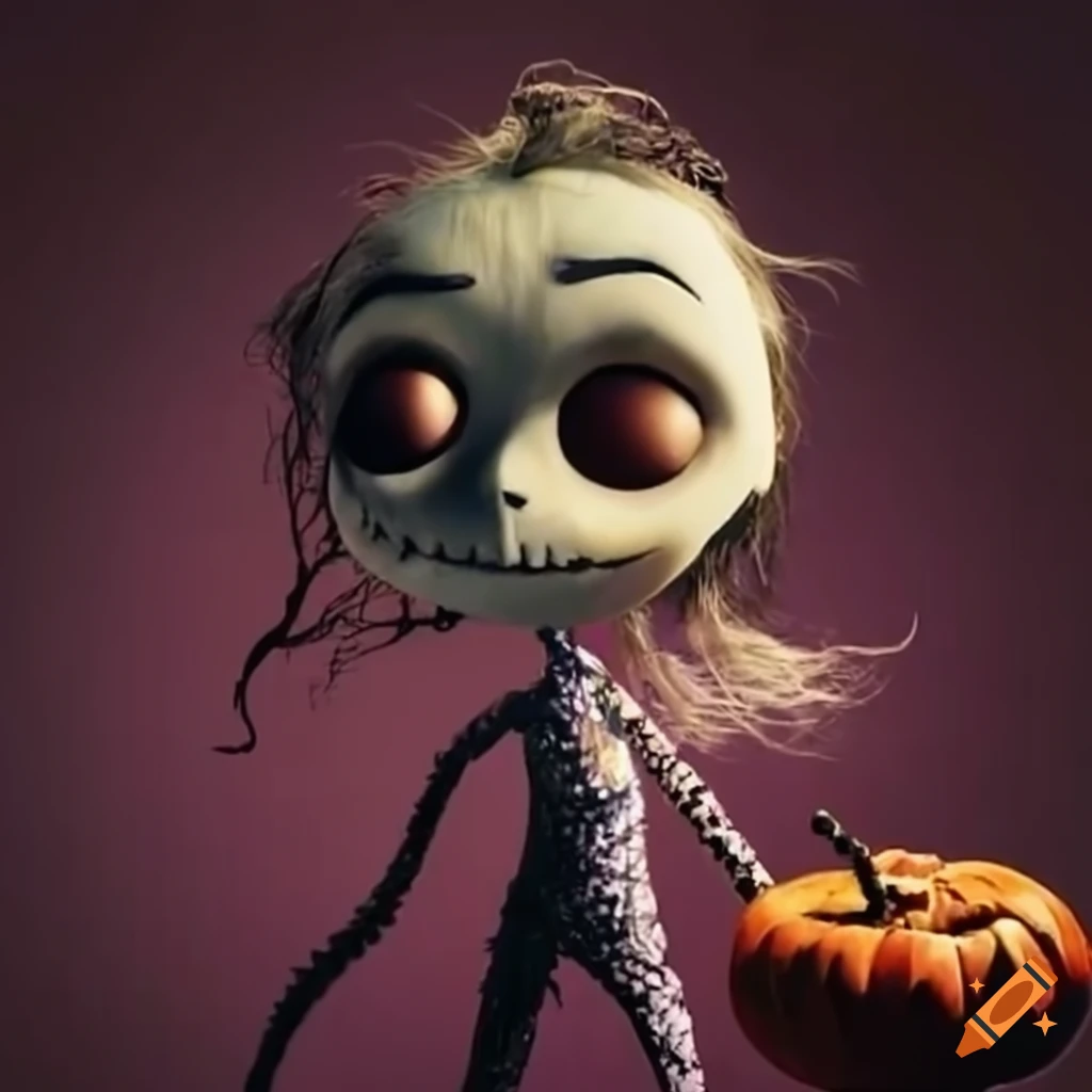Jack skellington walking on a spooky halloween background on Craiyon