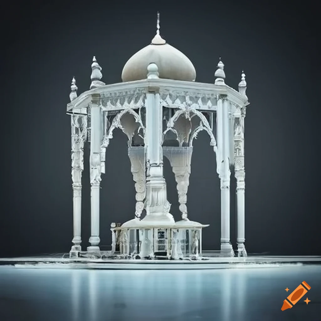 ornamental silver and white Islamic gazebo