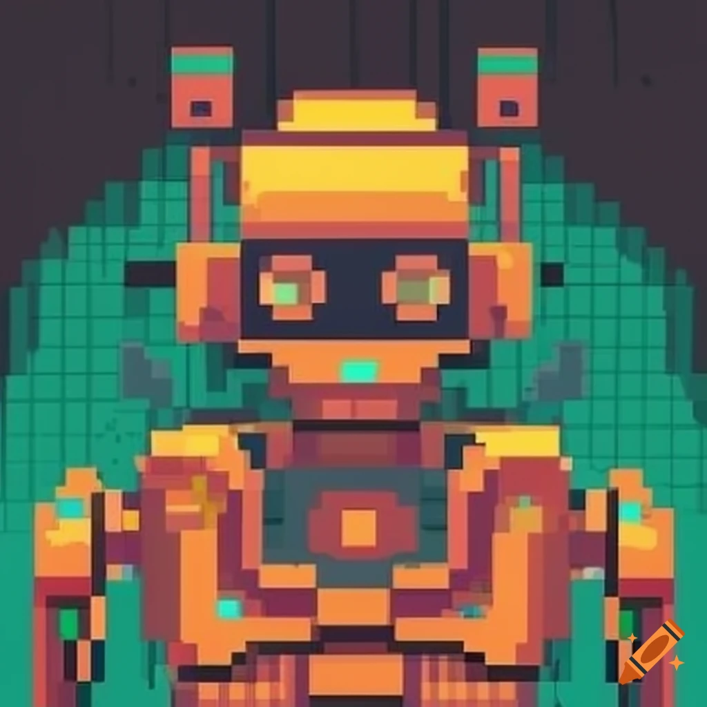 Pixel art robot illustration on Craiyon
