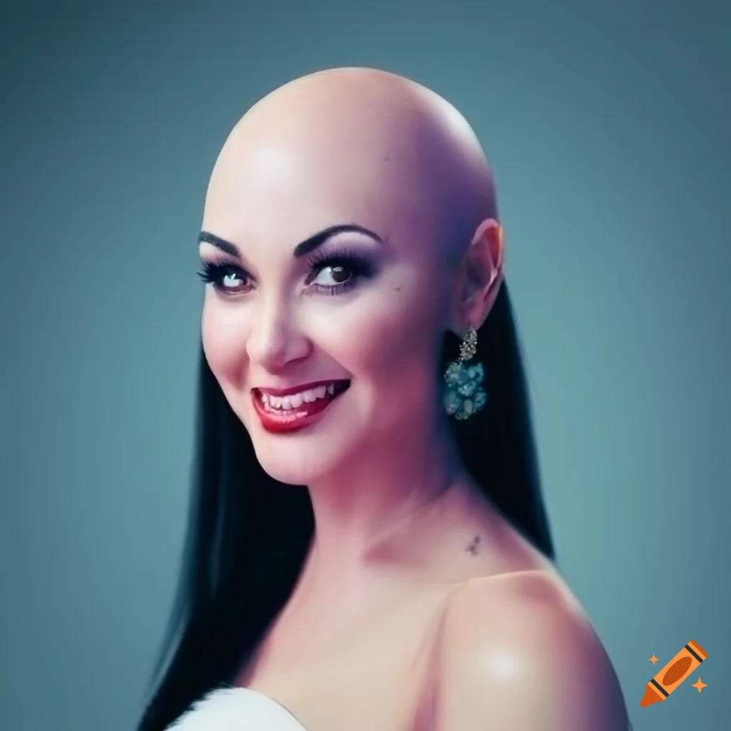 Close Up Portrait Of Crystal Gayle With Shaved Head On Craiyon