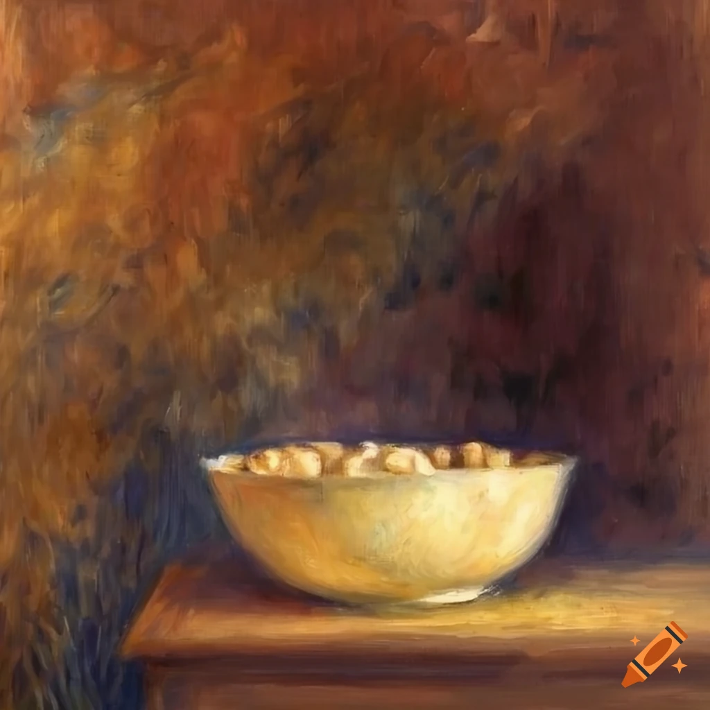 Renoir painting of a bowl of cereal on Craiyon