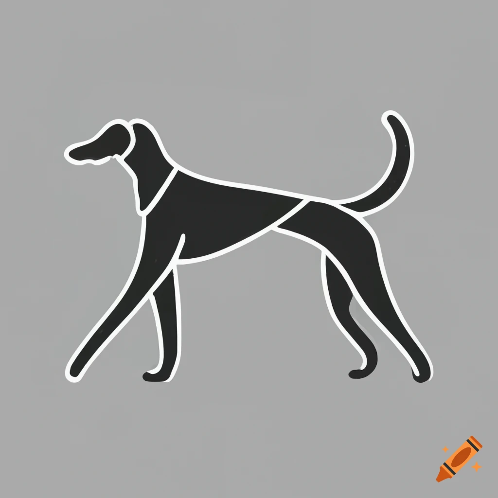2-color glyph of a saluki in tattoo style