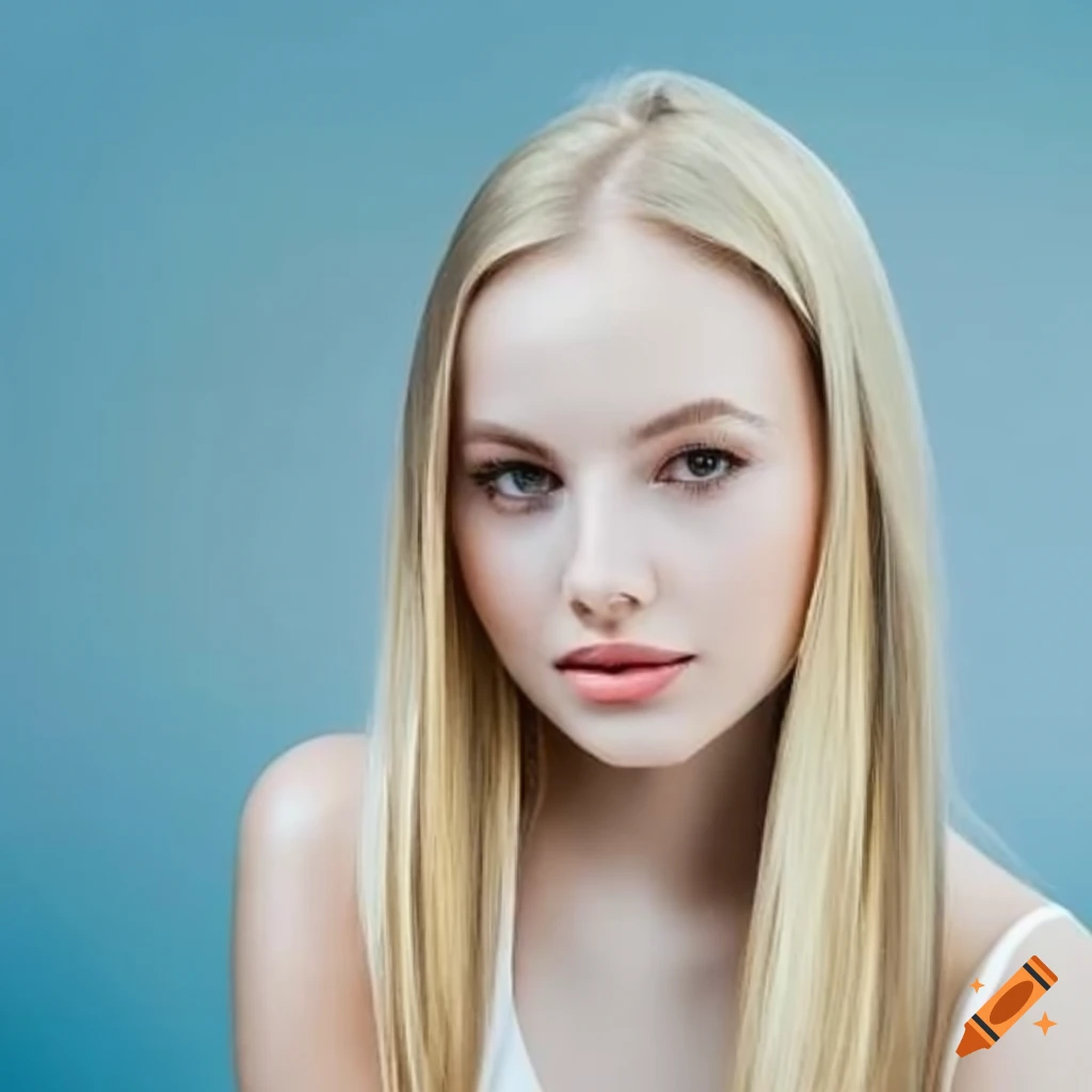 Portrait Of A Stylish College Woman With Long Blond Hair On Craiyon