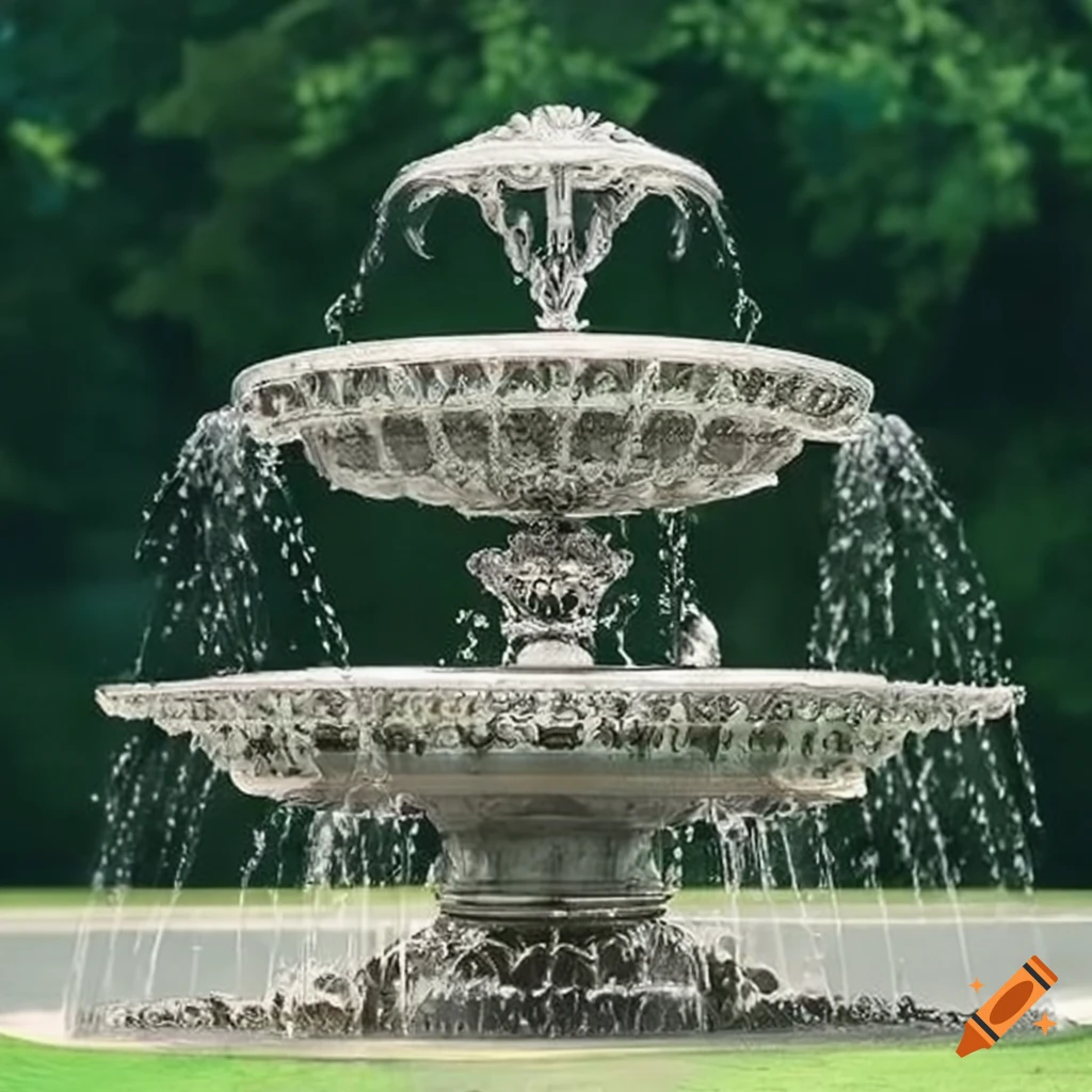 ornamental silver gazebo with a fountain
