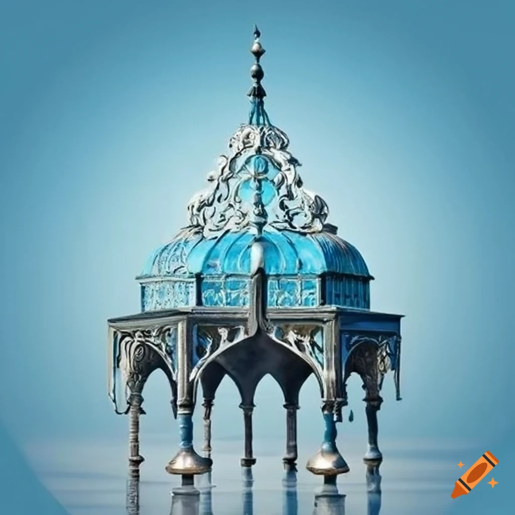 light blue and silver ornamental Islamic gazebo