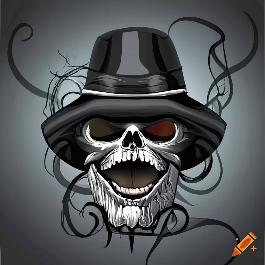 Mafia emblem with gangster skull in hat on white Vector Image