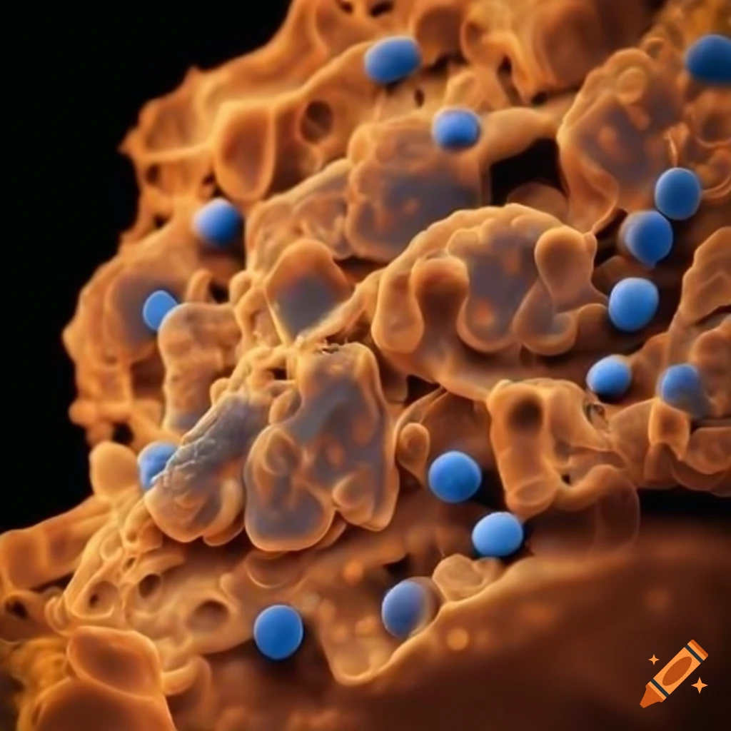 Microbial cell attached to a polymer matrix on Craiyon
