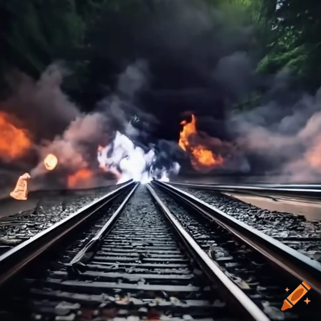 image of a thrilling rail handcar race against a bullet train