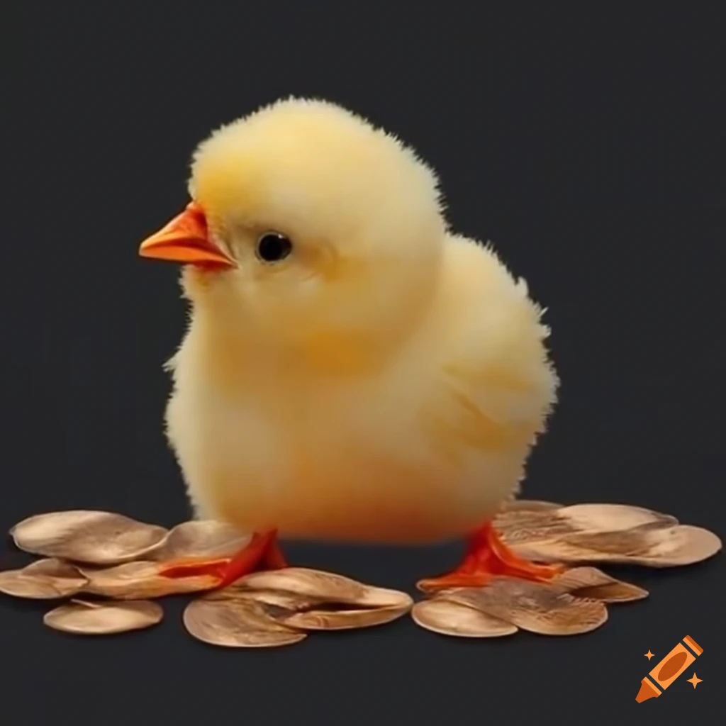 Chicken standing over money on Craiyon