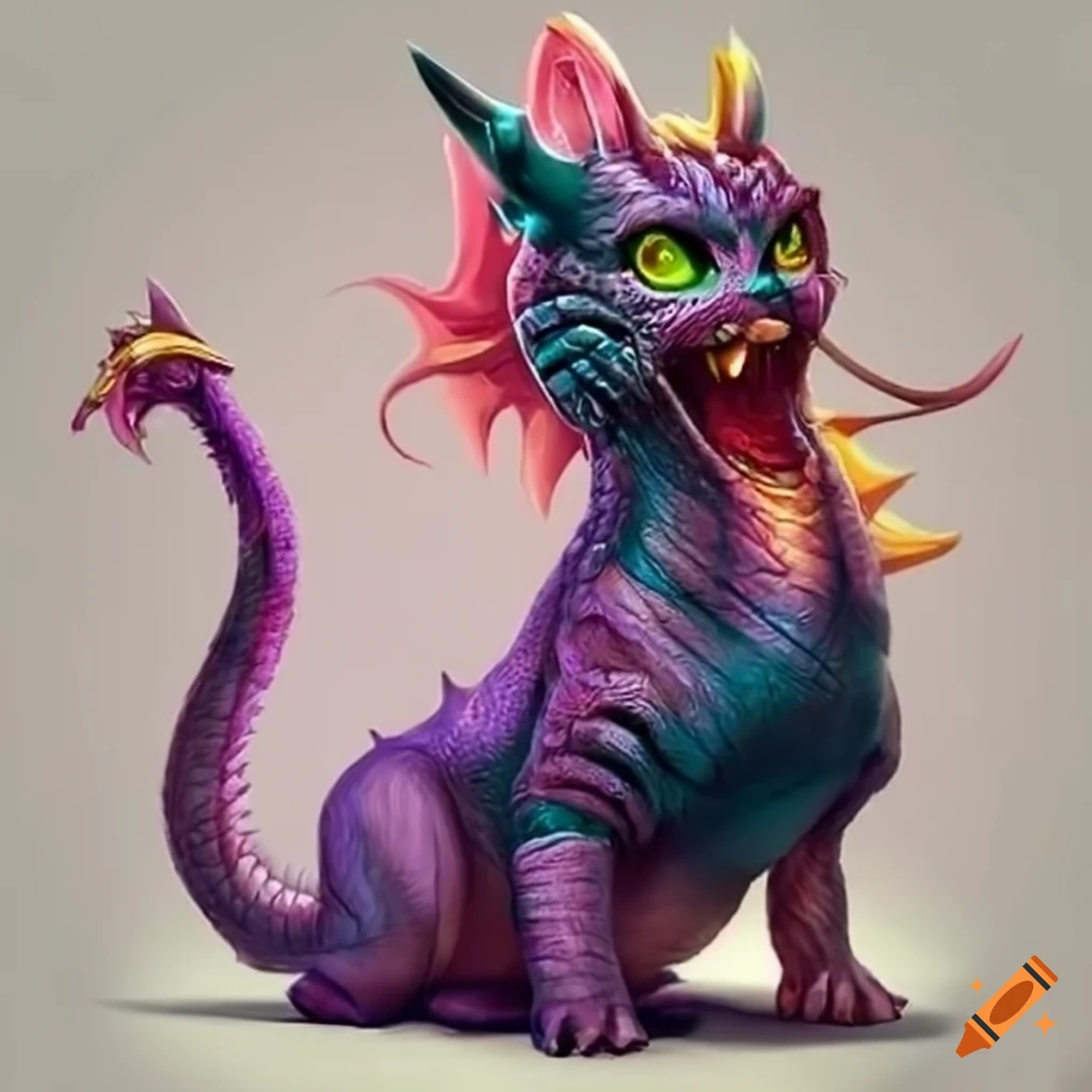 Illustration Of A Dragon Dog And Cat On Craiyon