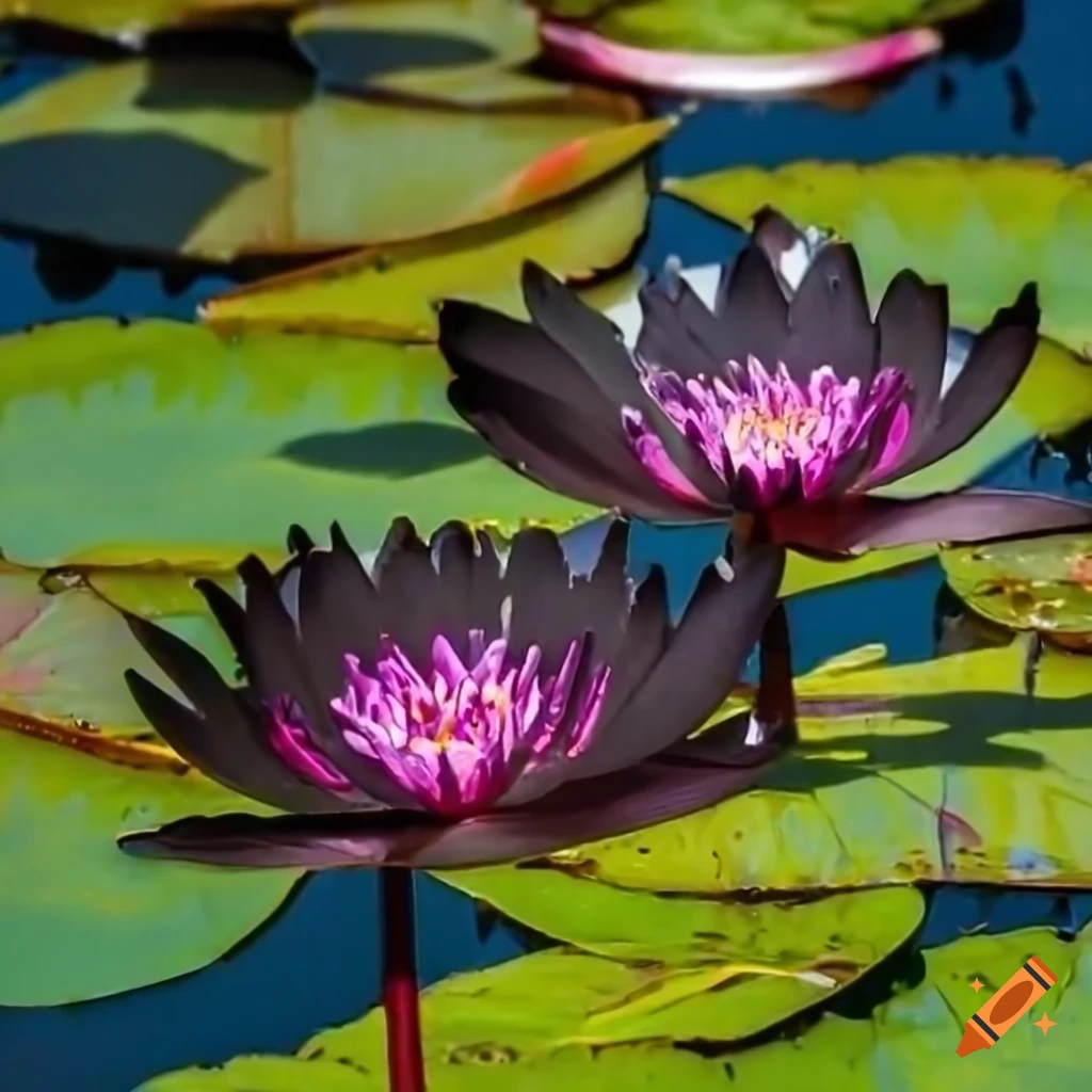 Black Water Lilies On A Sunny Pond Black Water Lilies On A Sunny Pond