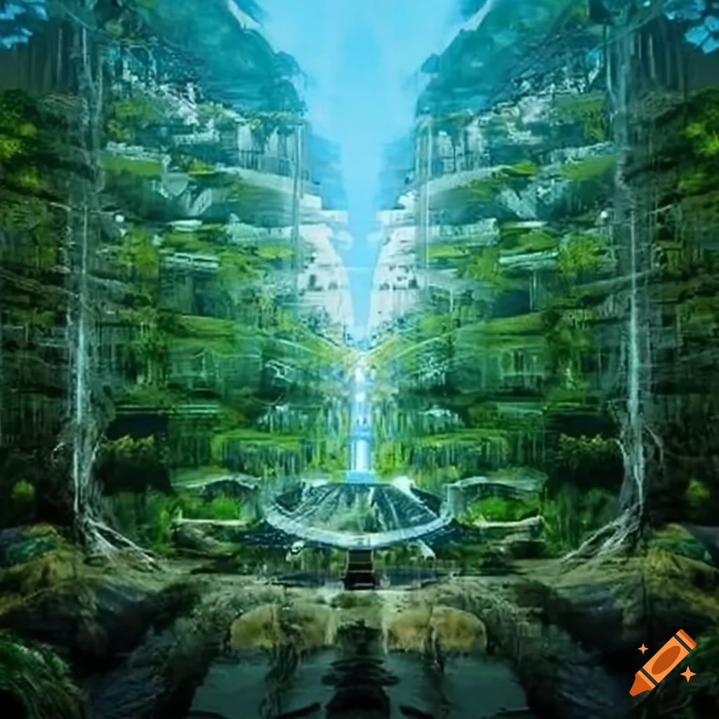 Ecological city in a forest on Craiyon