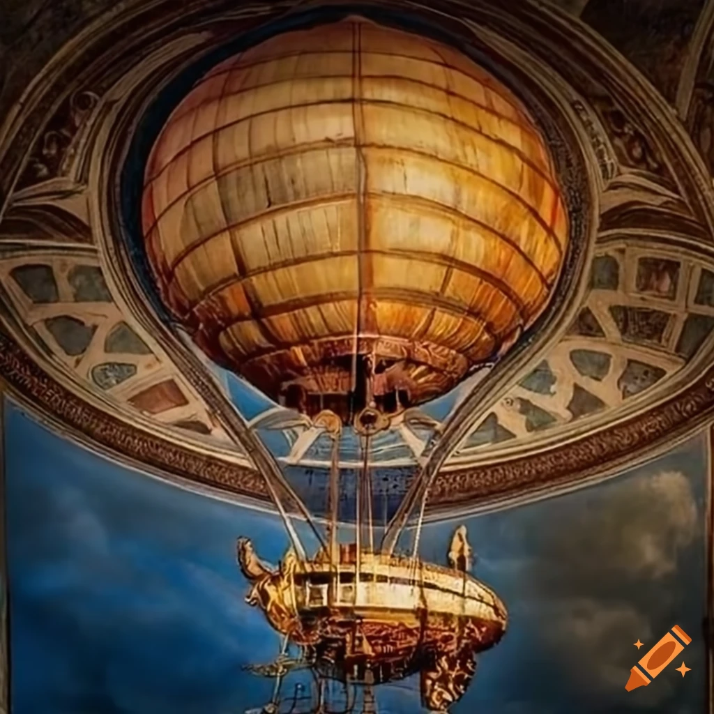 steampunk airship soaring in the sky