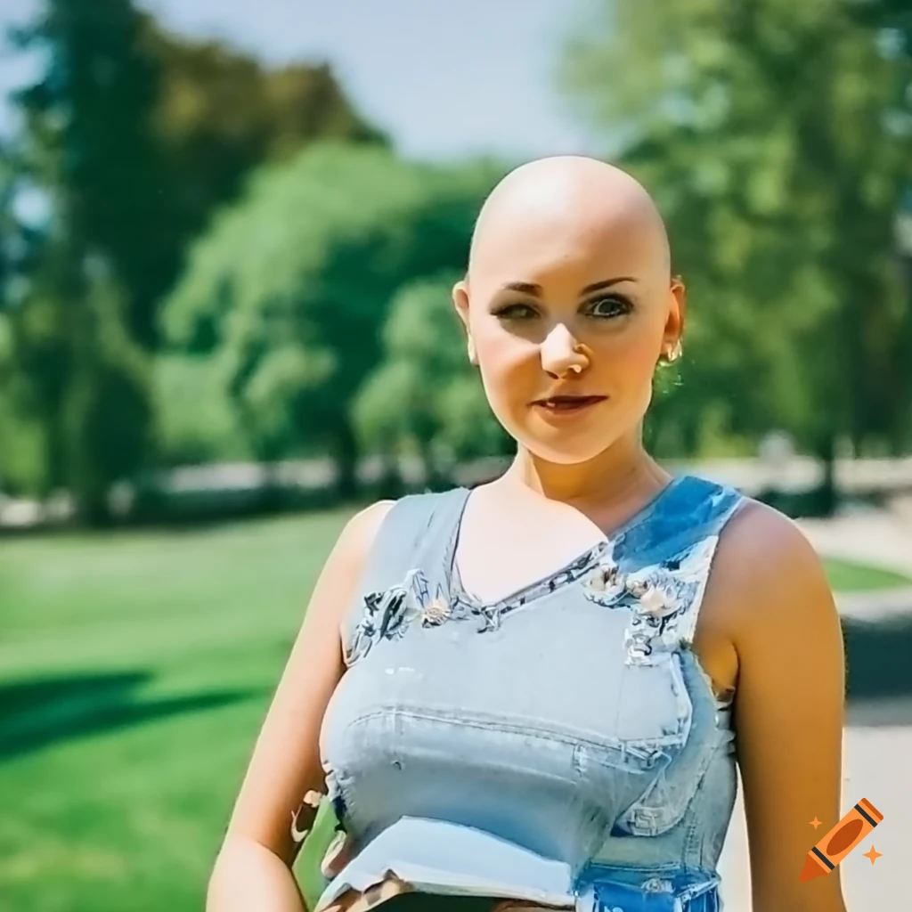 College Women With Shaved Heads Walking On Campus