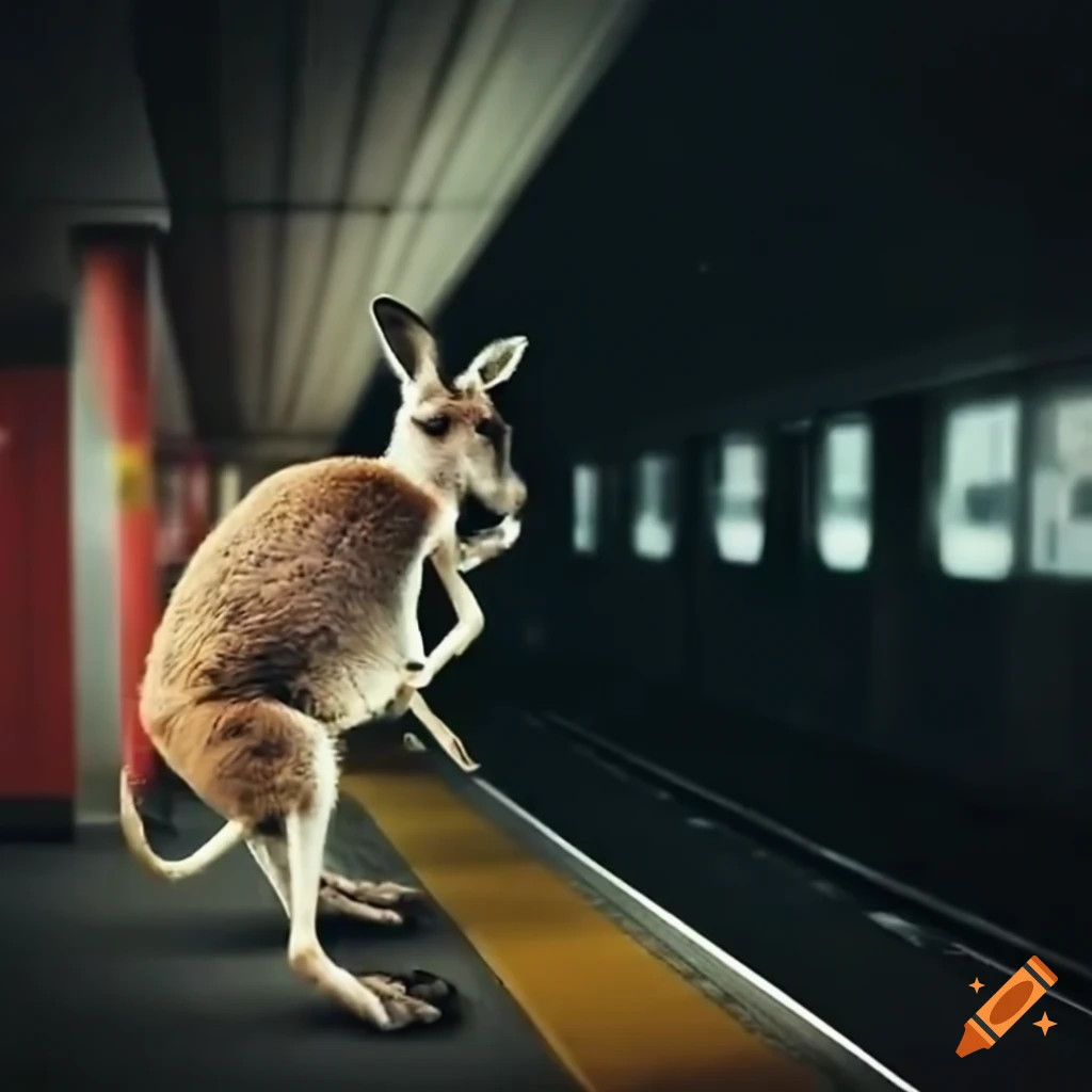 kangaroo on subway platform